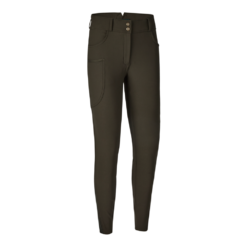 Die Deerhunter Leggings Lady Hunting in Grün mit Handytasche. Bild auf weißem Hintergrund.