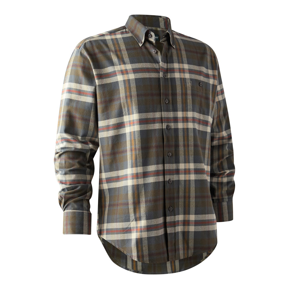 Das Deerhunter Herren Hemd Ronald mit Karomuster in yellow check mit 1 Brusttasche, langen Ärmeln und Button-Down-Kragen. Bild auf weißem Hintergrund.