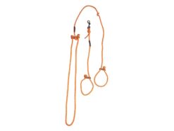diese Leine in Orange aus Nylon ist lautlos und jeweils als Umhängeleine und Führerleine zu verwenden