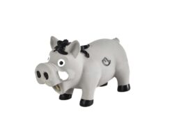 graues Wildschwein als Hundespielzeug. Mit Hupe die Grunzt