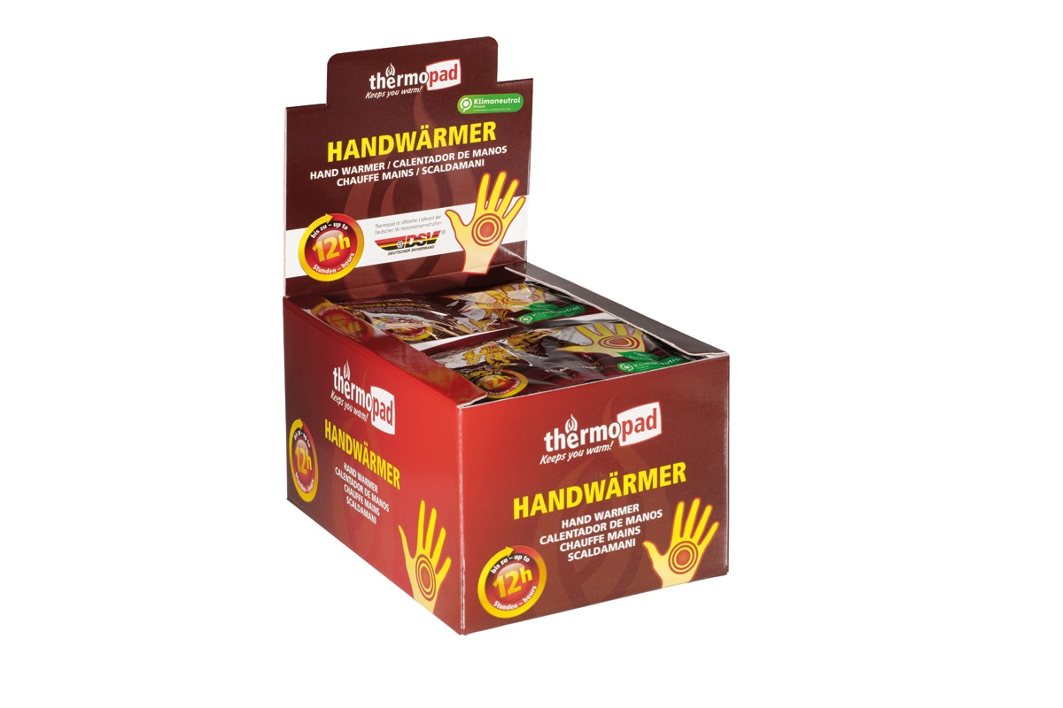 Der Thermopad Handwärmer bietet bis zu 12 Stunden Wärme. Aktiviert wird der Handwärmer durch die Luft beim öffnen.