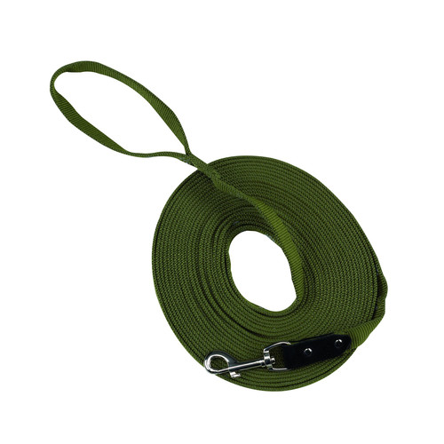 diese 10m lange leine aus Nylon in oliv besitzt eine Handschlaufe. Ideal als Feldleine