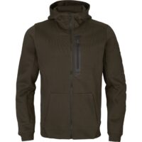 haerkila-herren-kapuzenjacke Die Härkila Herren Kapuzenjacke in Braun-Grün mit Kapuze, Reißverschluss, Brusttasche, Einschubtaschen und Ripp-Bund. Bild auf weißem Hintergrund.