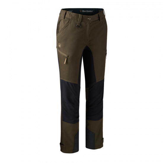 Deerhunter Damen Jagdhose Lady Roja in der Farbe Fallen Leaf verfügt über verstellbare Beinabschlüsse sowie viele Taschen und ist wasserabweisend. Bild auf weißem Hintergrund.