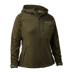 Die Deerhunter Damen Softshelljacke Lady Excape in der Farbe Art Green ist wasser- und windabweisend sowie atmungsaktiv. Das Bild ist auf weißem Hintergrund.
