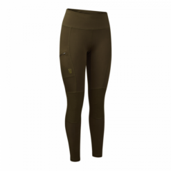 Deerhunter Damenhose lady Tights mit Verstärkung und Taschen in der Farbe Art Green. Das Bild ist auf weißem Hintergrund.