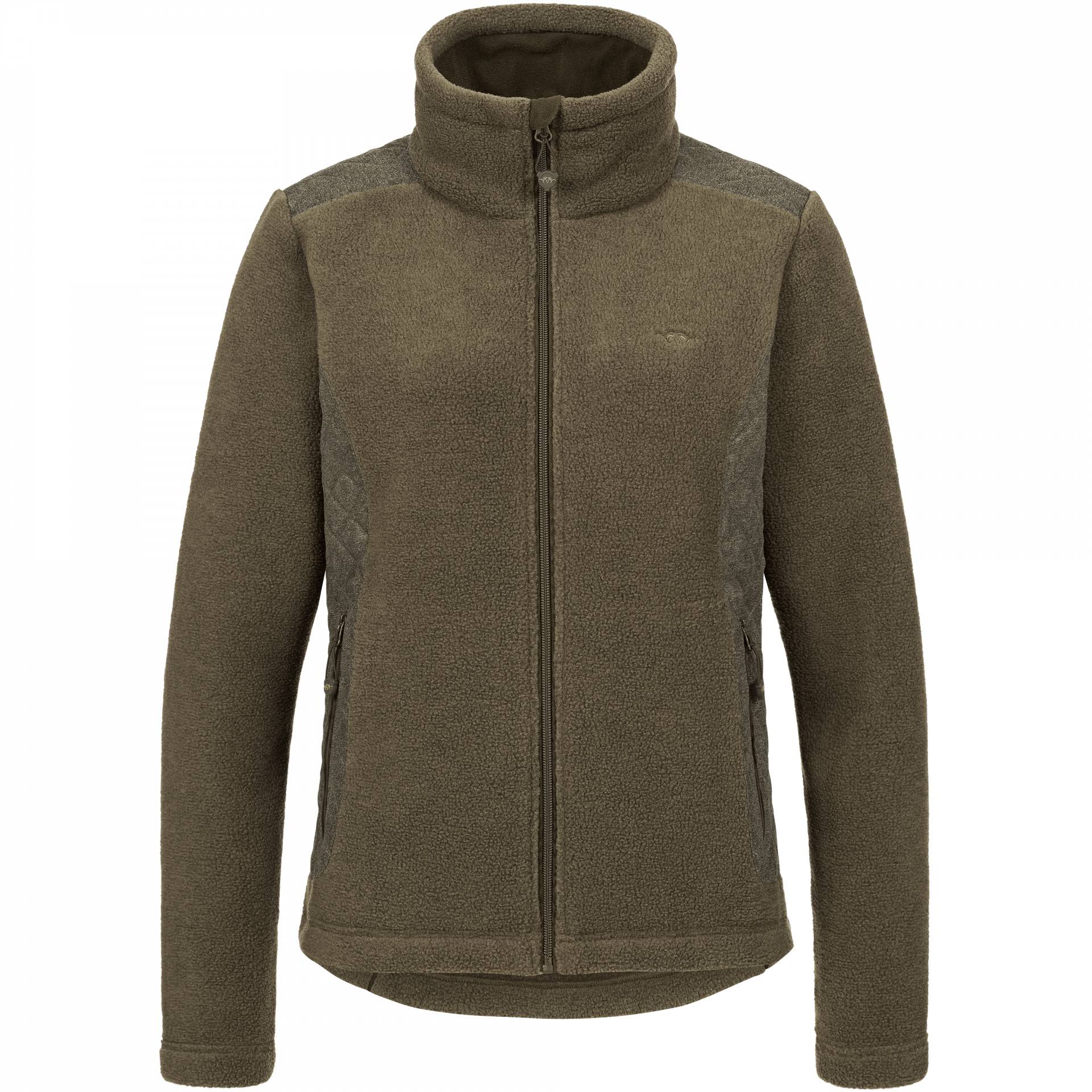 Die Blaser Damen Fleecejacke Josefa in der Farbe Braun besteht aus geräuscharmen Bipolar Fleece Material. Sie ist atmungsaktiv und wärmeisolierend. Bild auf weißem Hintergrund.