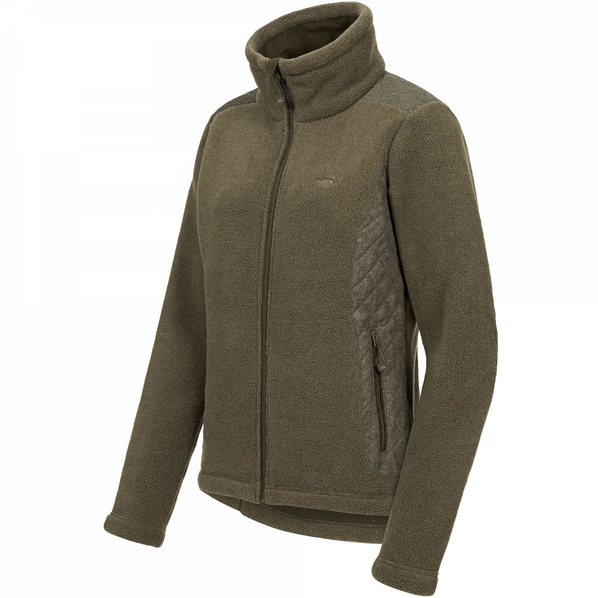 Die Blaser Damen Fleecejacke Josefa in der Farbe Braun besteht aus geräuscharmen Bipolar Fleece Material. Sie ist atmungsaktiv und wärmeisolierend. Bild auf weißem Hintergrund.