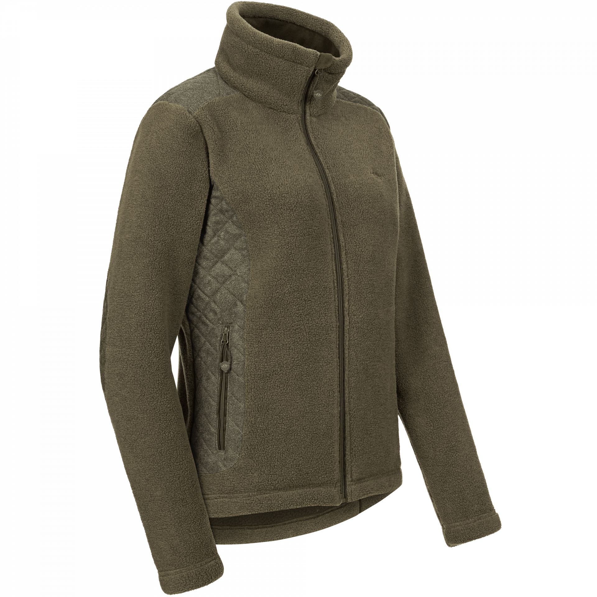 Die Blaser Damen Fleecejacke Josefa in der Farbe Braun besteht aus geräuscharmen Bipolar Fleece Material. Sie ist atmungsaktiv und wärmeisolierend. Bild auf weißem Hintergrund.