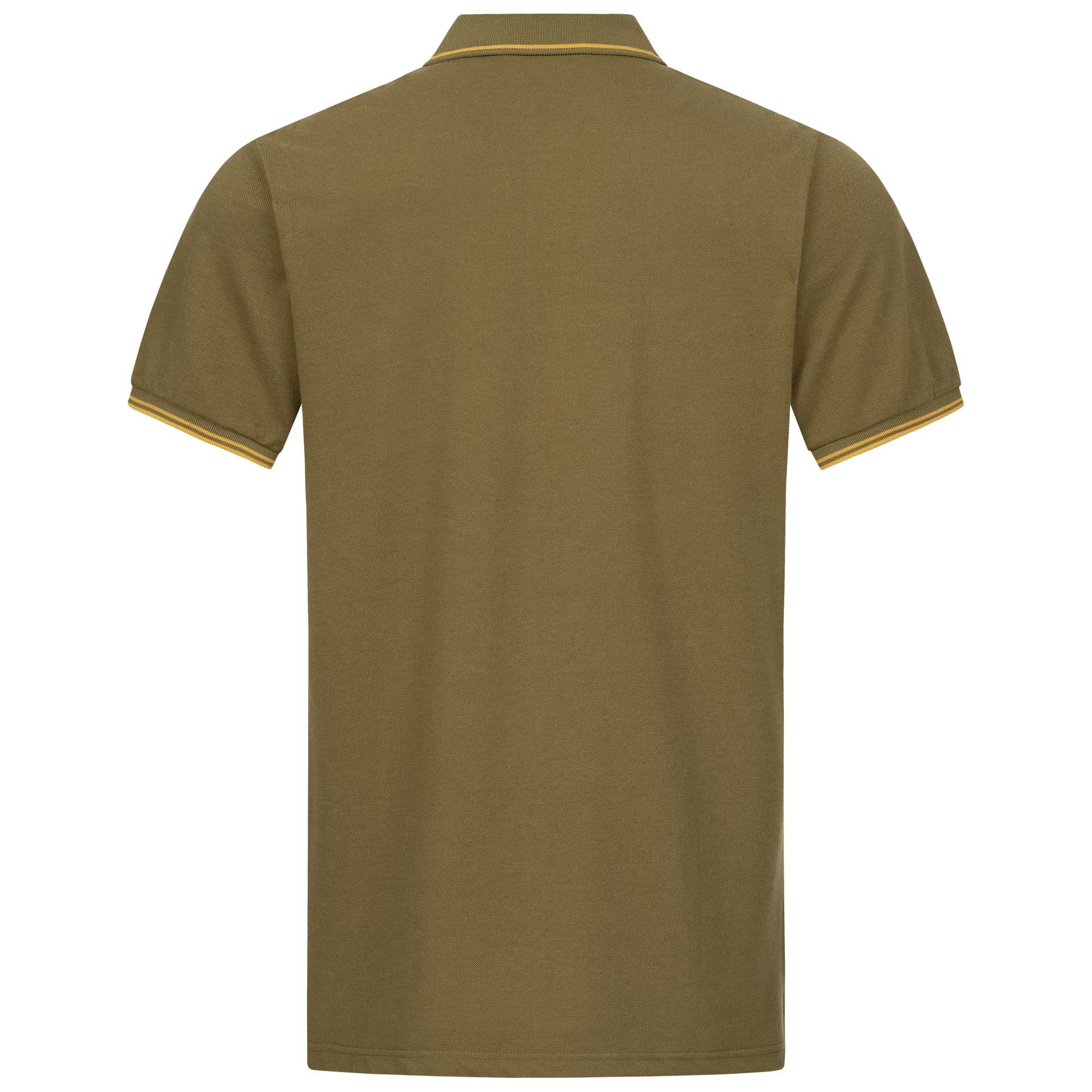 blaser-herren-poloshirt-22-oliv Das Blaser Herren Poloshirt aus Baumwoll-Pikee ist pflegeleicht und atmungsaktiv. Das Shirt ist in drei Farben erhältlich und verfügt über Kontraststreifen und Logo-Stickerei. Bild auf weißem Hintergrund.