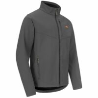 blaser-herren-softshelljacke-23 Die Blaser Herren Softshelljacke 23 in der Farbe anthrazit mit Argali-Logo in Orange. Wasser-und winddicht, wärmend. Fleece-Innenfutter. Bild auf weißem Hintergrund.