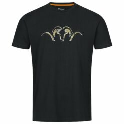 Das Blaser Herren T-Shirt Argali in der Farbe Olive mit Argali-Logo in Camodruck auf der Brust. Pflegeleicht und atmungsaktiv mit hohem Baumwollanteil. In 4 Farben erhältlich. Bild auf weißem Hintergrund.