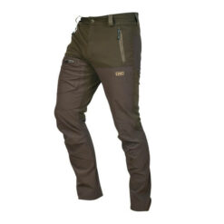 Die Hart Herren Jagdhose Eugi-T in Grün mit Stretchgewebe und Rip-Stock-Material sowie vorgeformten Knien ist leicht und optimal für warme Tage. Bild auf weißem Hintergrund.
