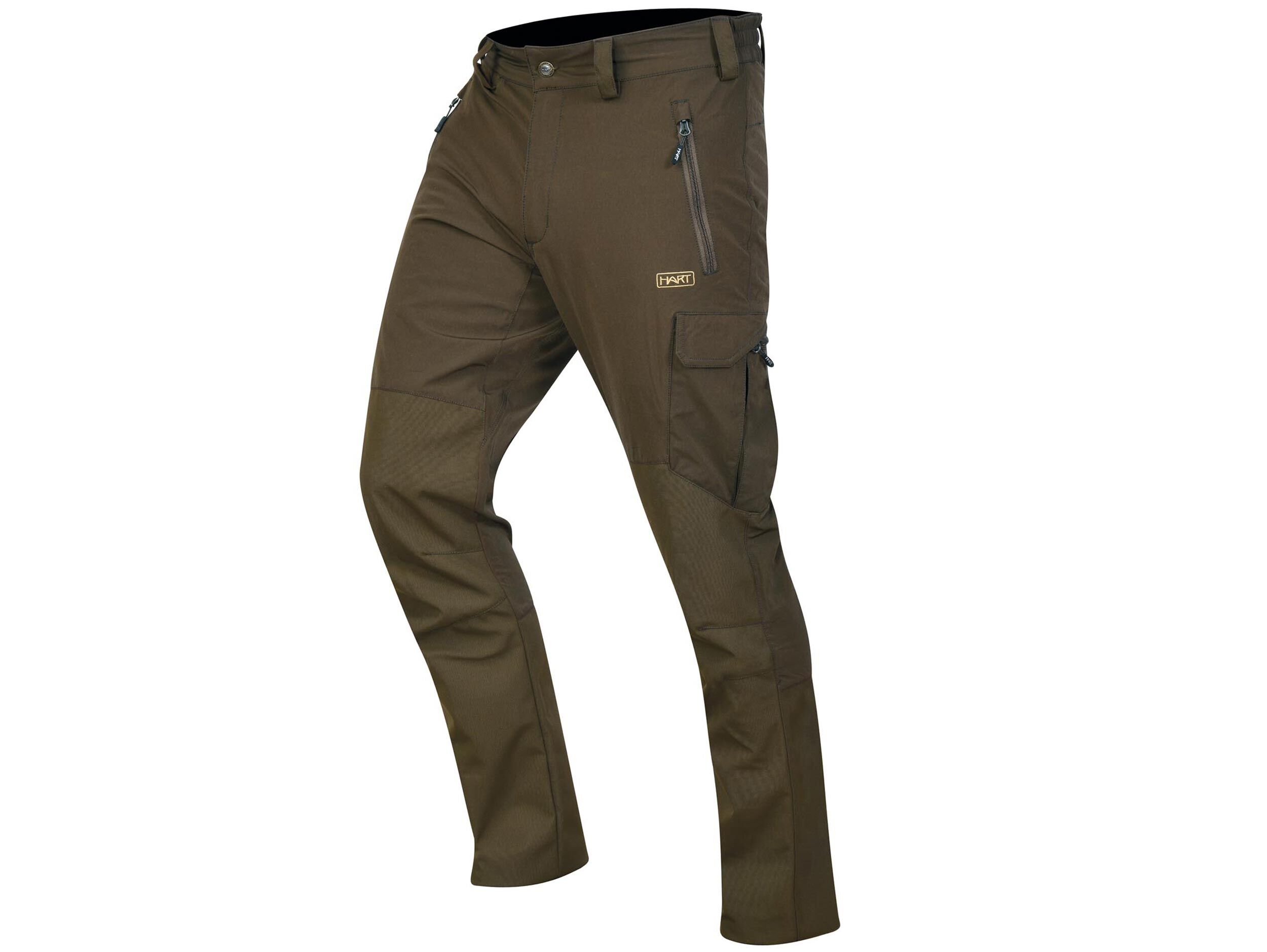 hart-herren-jagdhose-moritz-t Die Hart Herren Jagdhose Moritz-T in Grün mit Stretch und Nylon Verstärkung bietet praktische Gürtelschlaufen und Taschen. Bild auf weißem Hintergrund.