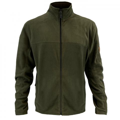 Die Rensing Herren Fleecejacke Full-Zip in Oliv aus wärmendem Fleece. Bild auf weißem Hintergrund.